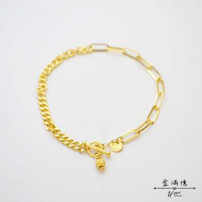 一半你一半我-黃金手鍊-純金9999