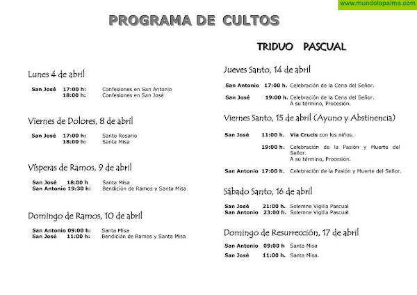 Programa Semana Santa 2022 de Breña Baja