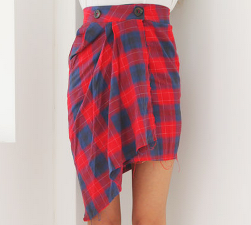 Asymmetrical Plaid Skirt