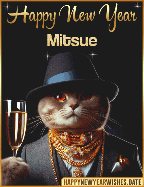 Happy New Year Cat Funny Gif Mitsue