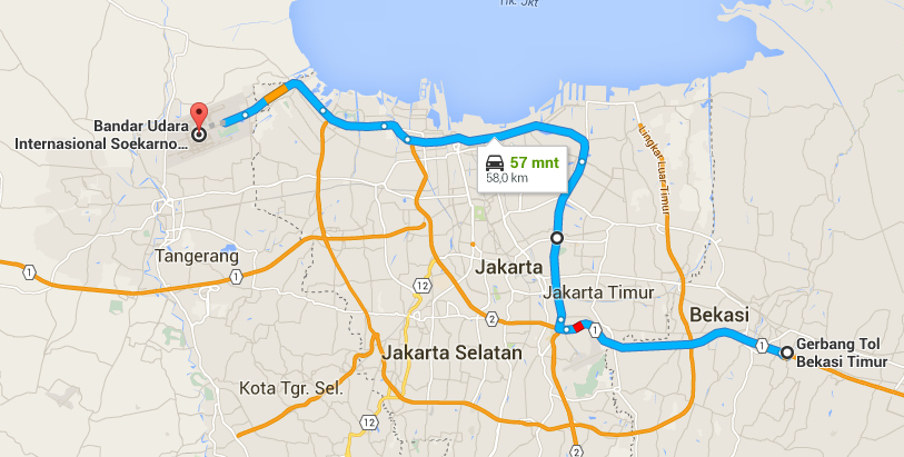 Dua Rute Alternatif ke Bandar Udara Soekarno Hatta Peta  