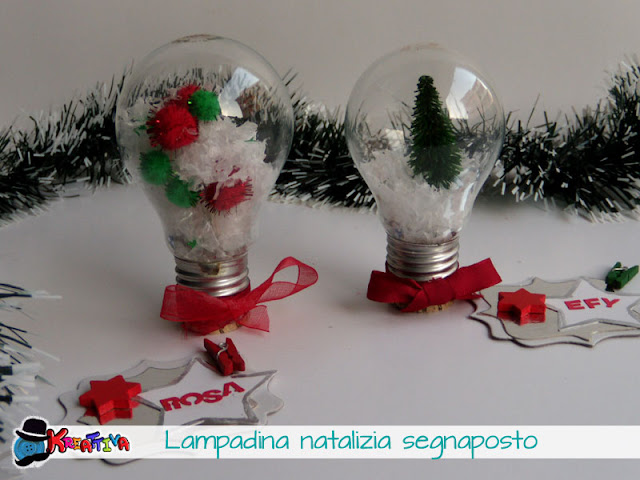 segnaposti natalizi con lampadine