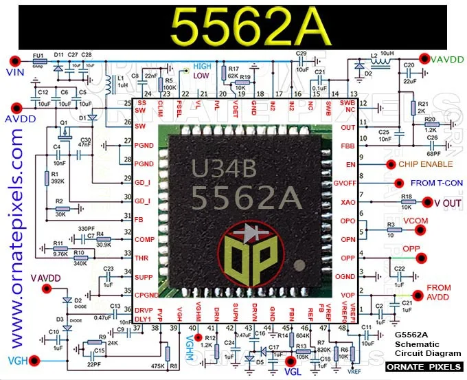 5562A IC Schematic Circuit Diagram, G5562A IC Schematic Circuit Diagram, 5562A IC Pinout, 5562A IC Pin Voltage,