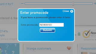 Wonga Promo Code, step 2