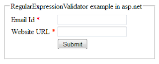 RegularExpressionValidator validation control example in asp.net