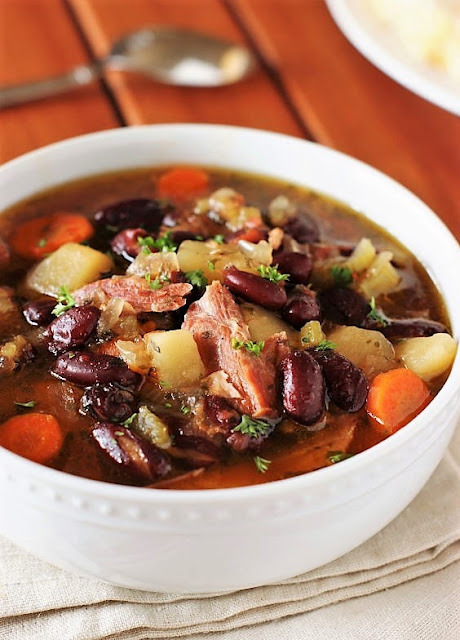 Bowl of Slow Cooker Ham & Kidney Bean Soup Image