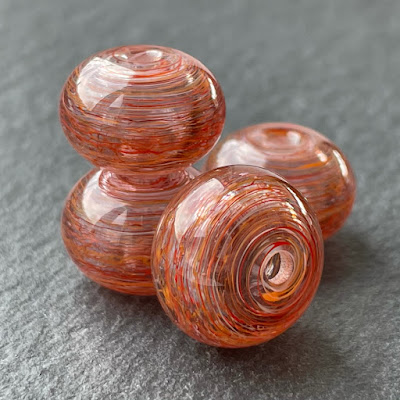 Handmade hollow lampwork glass beads made with CiM Sea Anemone