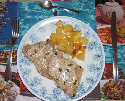 Filetes de ternera blanca al estragón / Escalopes de veau à l’estragon