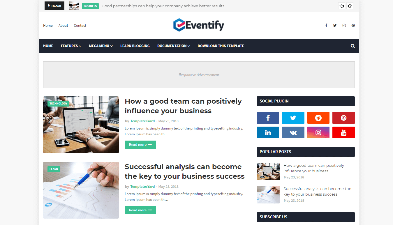 Eventify Blogger Template