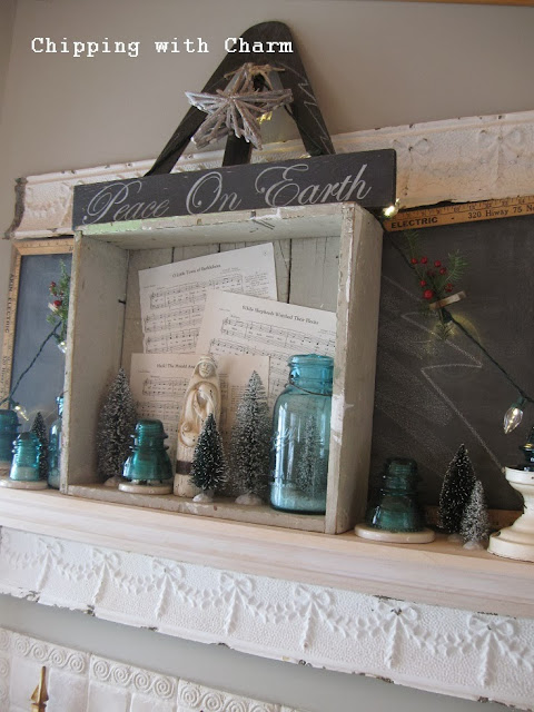 Chipping with Charm: Rustic "Tree" Mantel...http://www.chippingwithcharm.blogspot.com/