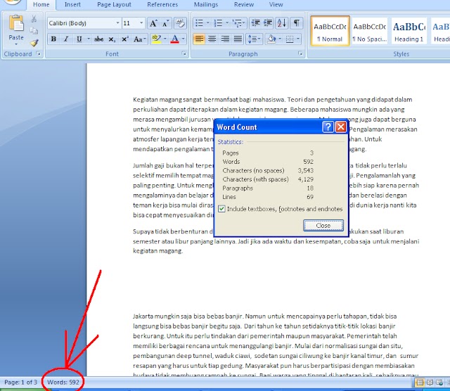 Cara Mengetahui Jumlah Karakter Di Microsoft word