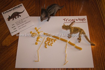 Triceratops Craft for Preschoolers using Pasta