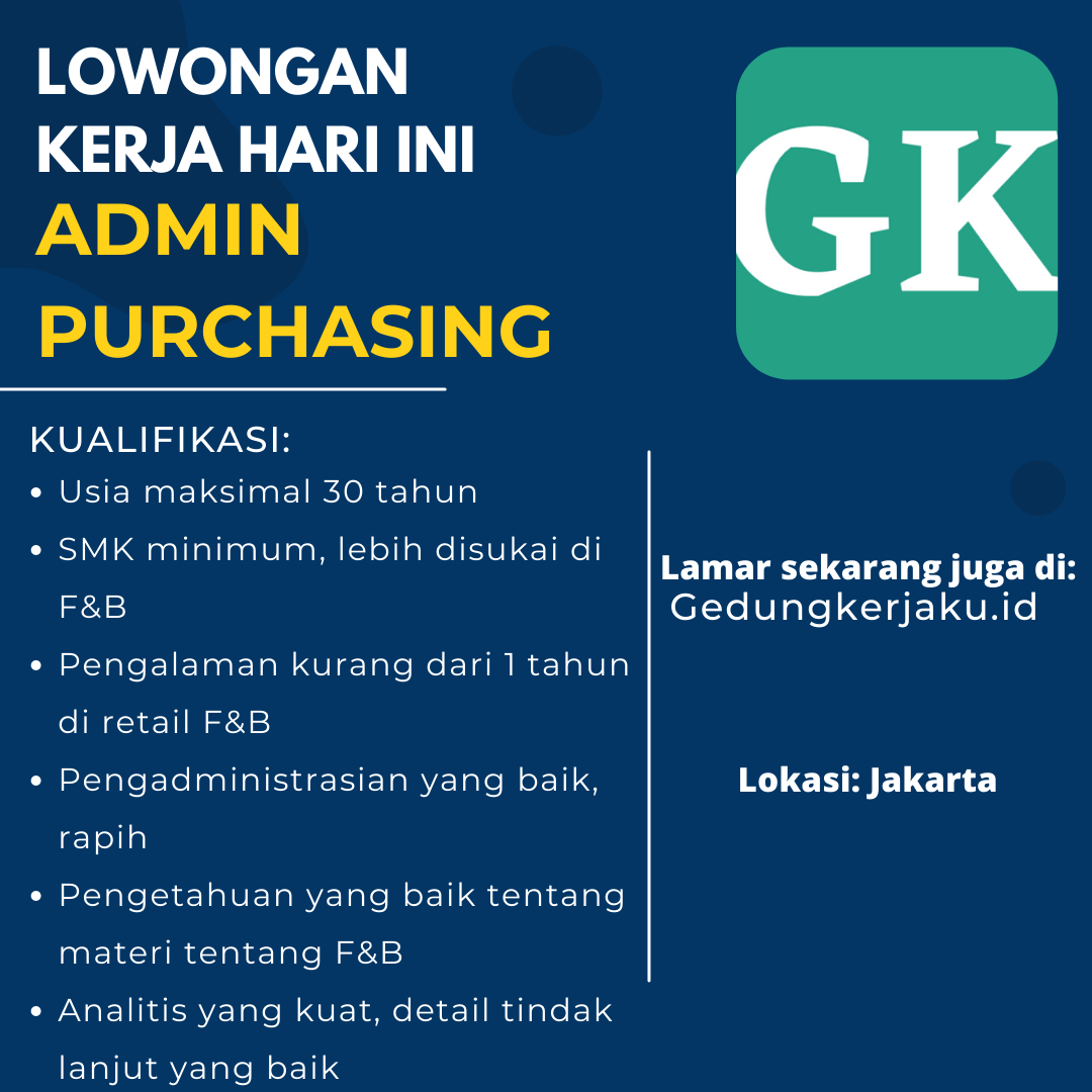 Lowongan Kerja Jakarta Admin Purchasing