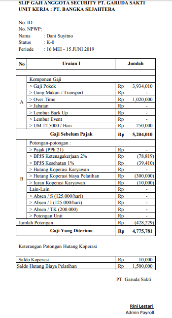 5+ Contoh Slip Gaji Sederhana Format Microsoft Excell ...