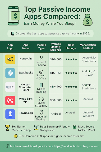 Comparison of passive income apps