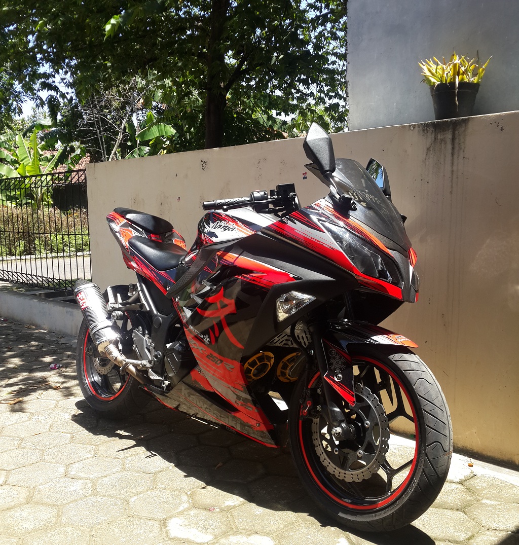  Ninja  300 merah hitam cutting sticker Modif  Ganteng