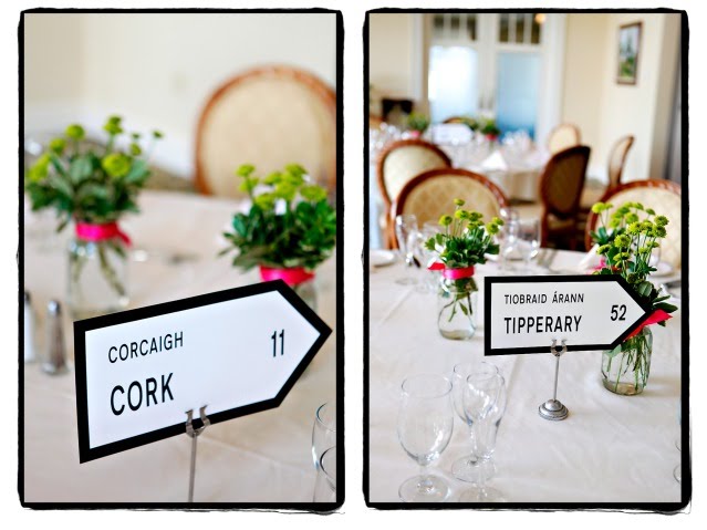  table card designs displayed at their Irishthemed wedding 91110 