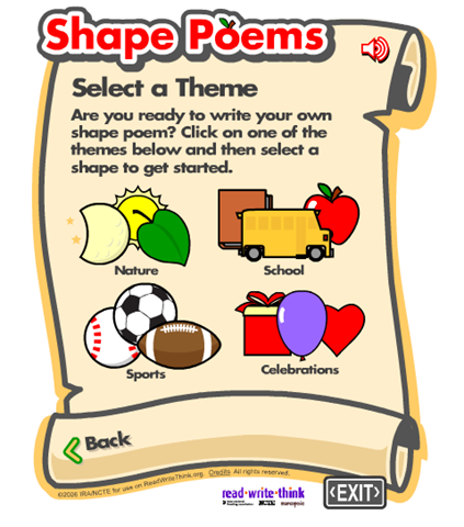 shape poems for kids. The Shape Poems online tool