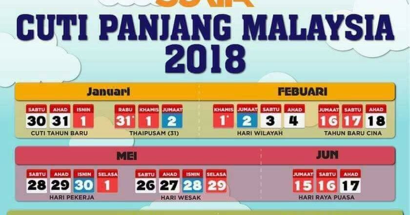 KALENDAR CUTI UMUM & CUTI SEKOLAH 2018 MALAYSIA - Sharing ...