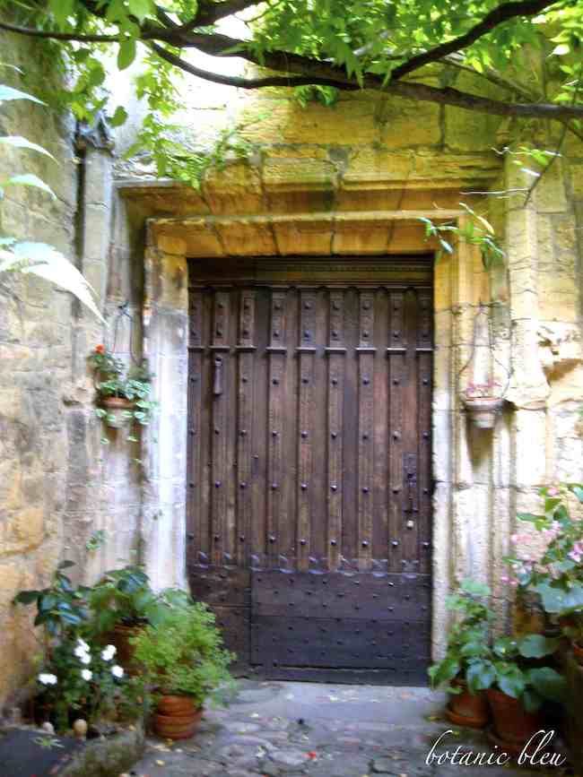 French stone carved doorway in Sarlat, France