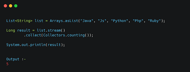 Collectors.counting() in Java 8 Stream Collect