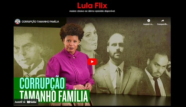 Página inicial do site LulaFlix do PT (LULA)