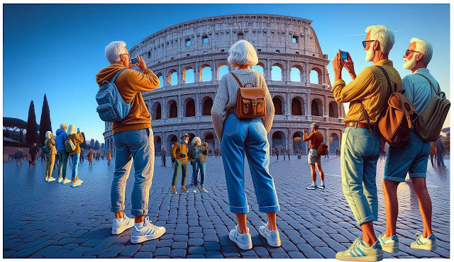 «Kveldsmaleri» fra Colosseum i Roma. Laget ved hjelp av KI og PhotoShop.