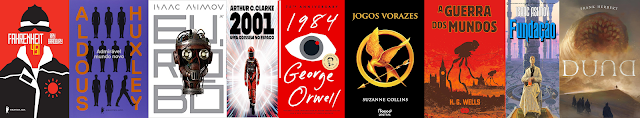 Livros mais vendidos de todos os tempos Coleção Jogos Vorazes - de Suzanne Collins  1894 - de George Orwell Coleção Duna - de Frank Herbert Admirável Mundo Novo - de Aldous Huxley Fahrenheit 451- de Ray Bradbury Coleção Fundação - de Isaac Asimov Eu, Robô - de Isaac Asimov 2001 Uma Odisseia no Espaço - de Arthur C. Clarke A Guerra dos Mundos - de G. H. Well