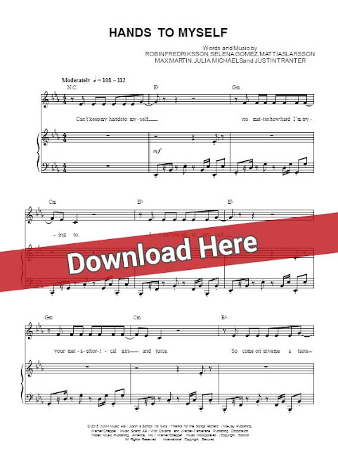 selena gomez, hands to myself, sheet music, piano notes, score, chords, download, lesson, tutorial, keyboard, guitar, tabs, bass, klavier noten