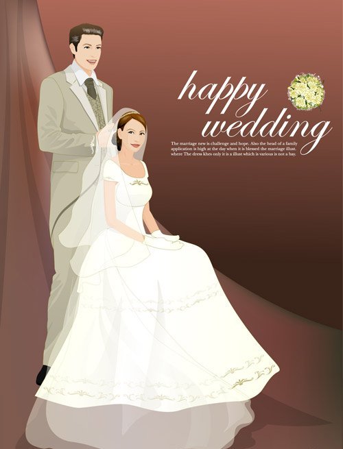 Happy wedding vector clipart for Illustrator