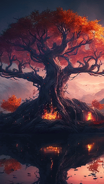 Tree of fire live wallpaper