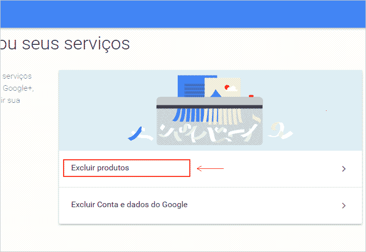 Excluir produtos - Gmail
