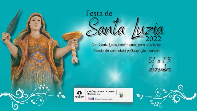 Paróquia Santa Luzia divulga programação da festa da Padroeira de Macajuba