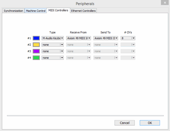 Peripherals Configuration Window in Pro Tools