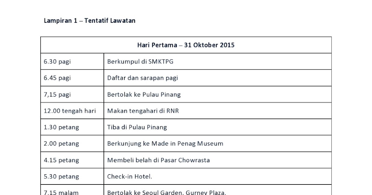 Contoh Kertas Kerja Lawatan Sambil Belajar - Contoh L