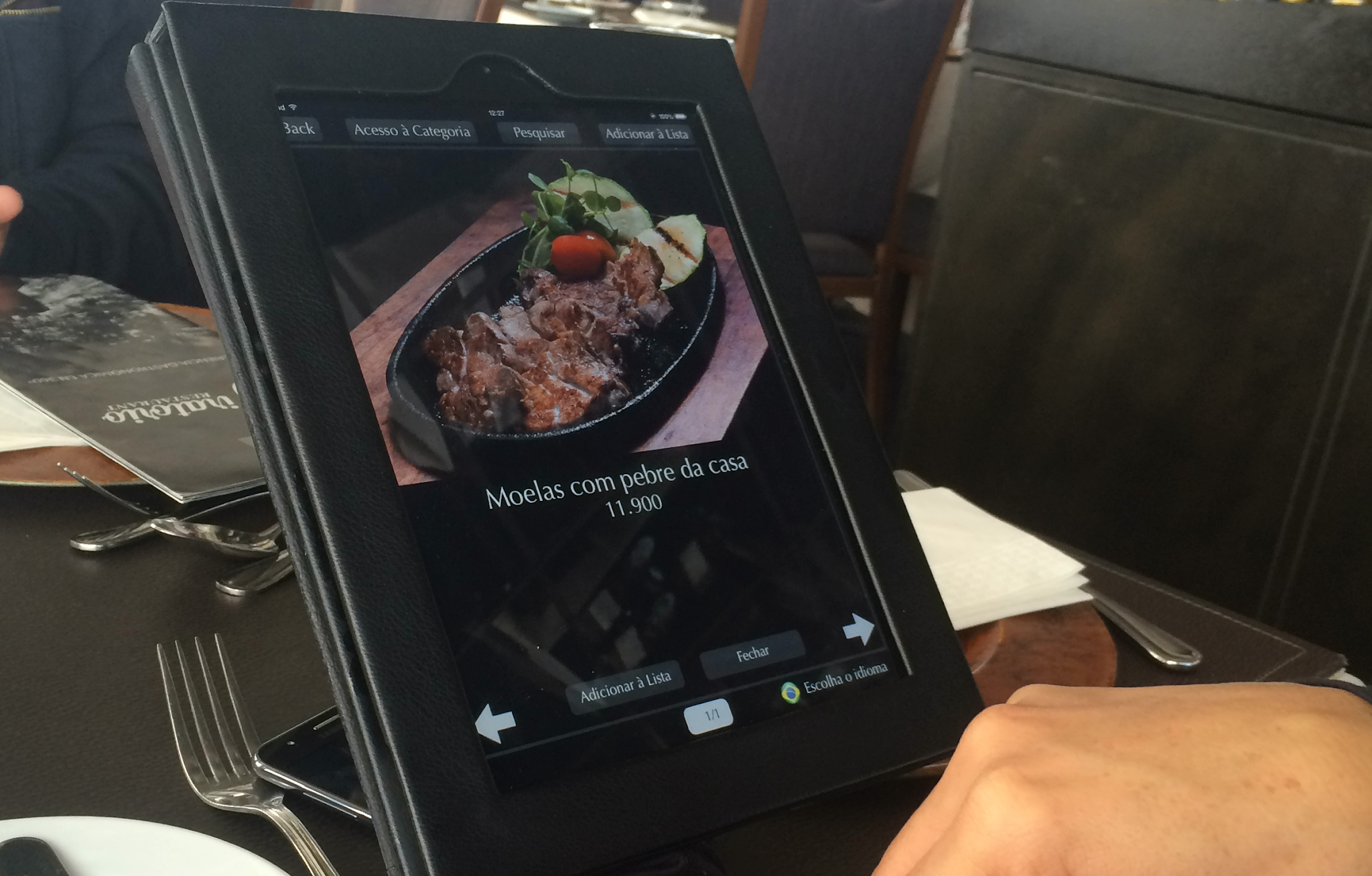 Cardápio iPad restaurante giratório