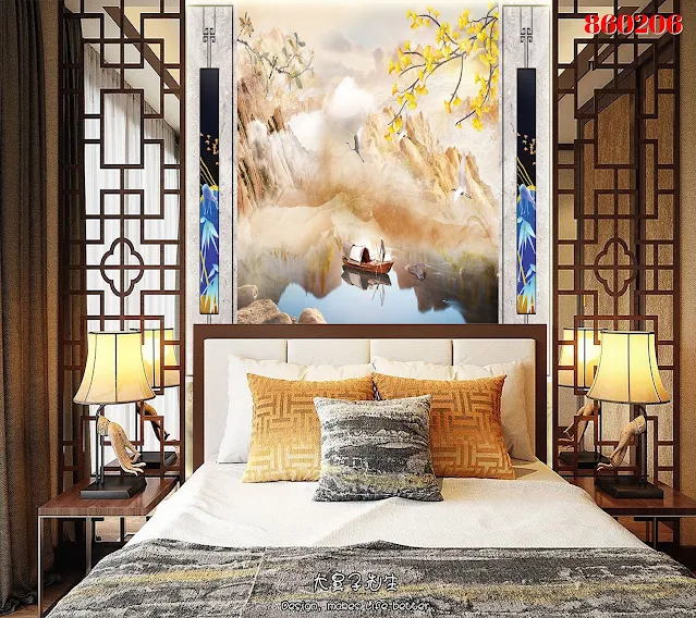 Tranh tráng gương phòng ngủ trừu tượng