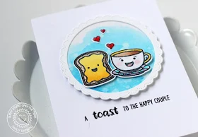 Sunny Studio Stamps: Breakfast Puns Toast To The Happy Couple Card by Nancy Damiano