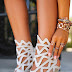 Sophia Webster White Rock Suede Mesh Insert heeled Sandal