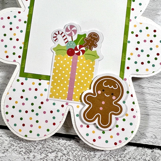 Gingerbread Shaped Christmas Scrapbook Page with cookie and gift