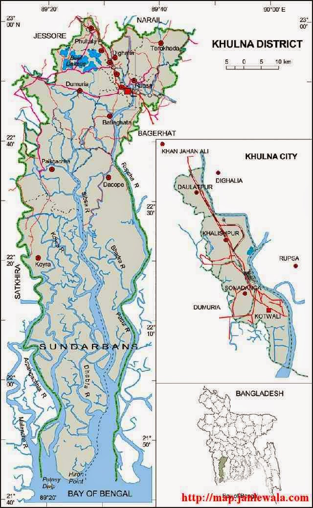 khulna zila map of bangladesh