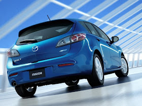 Rear view of blue 2012 Mazda 3
