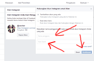 mengisi username instagram