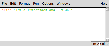 A simple python program entered in a New Window in IDLE.