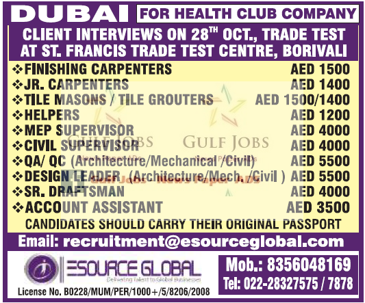 Health club company Jobs for Dubai