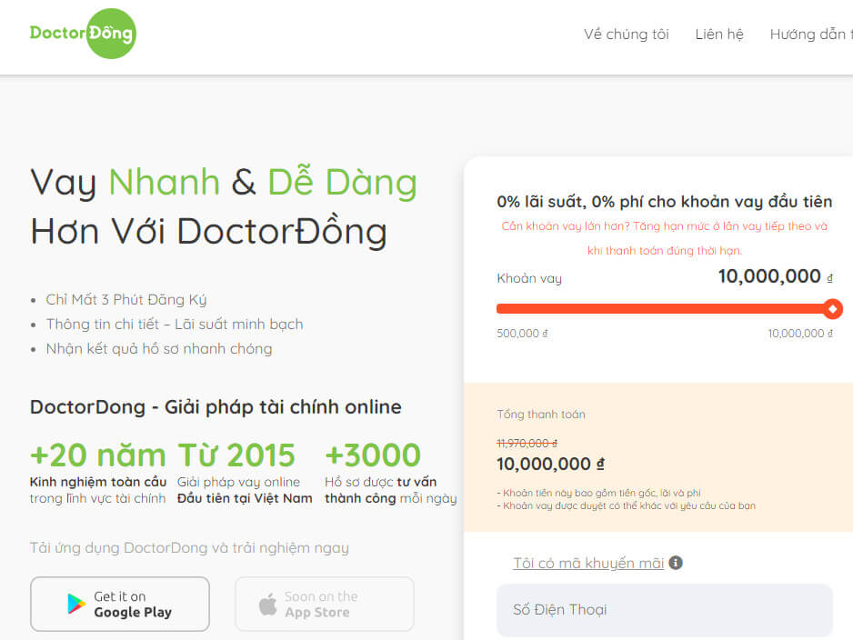 Ứng dụng Doctor Đồng vay tiền