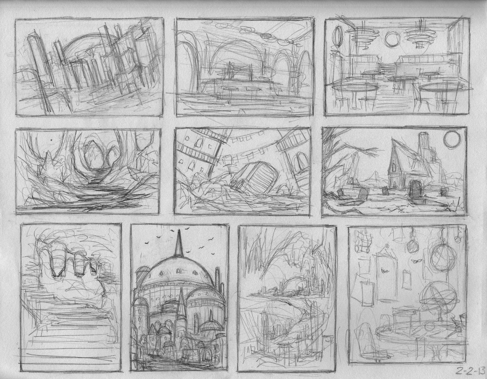 Sainez Art: Environment Thumbnail sketches