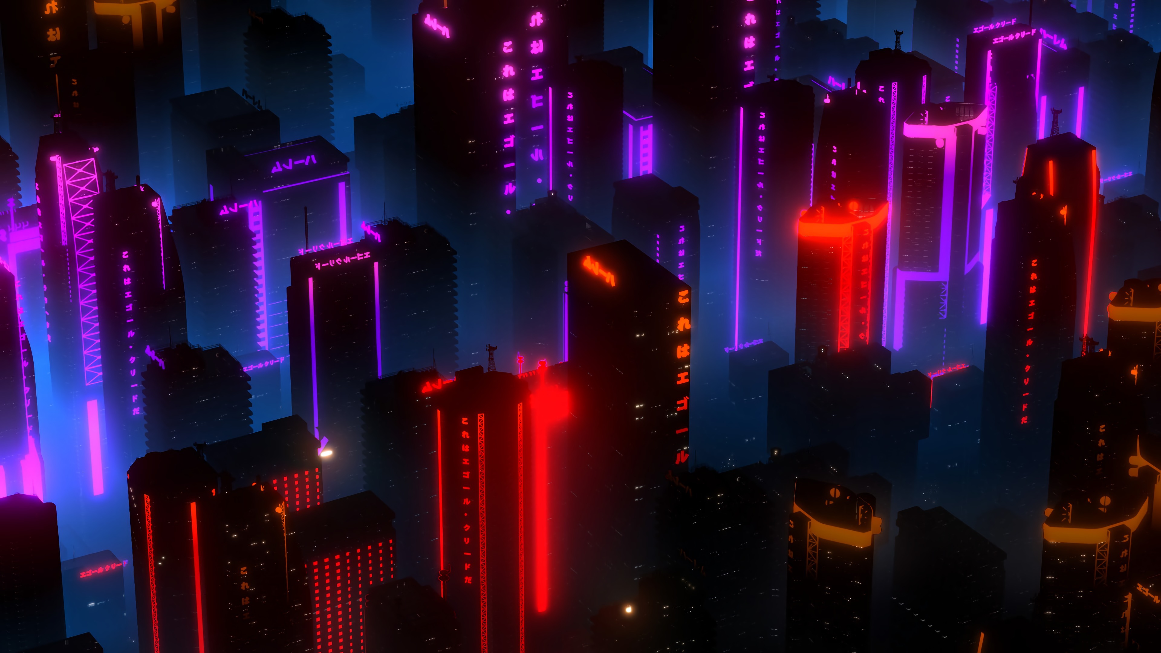 Ninja Katana SciFi City Neon Lights Wallpaper 4k Ultra HD ID5026