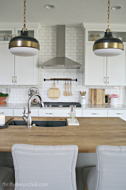 Wood countertops on island