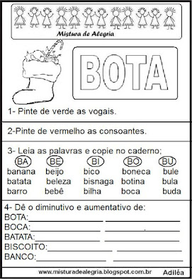 Atividades com a palavra bota natal-desenho